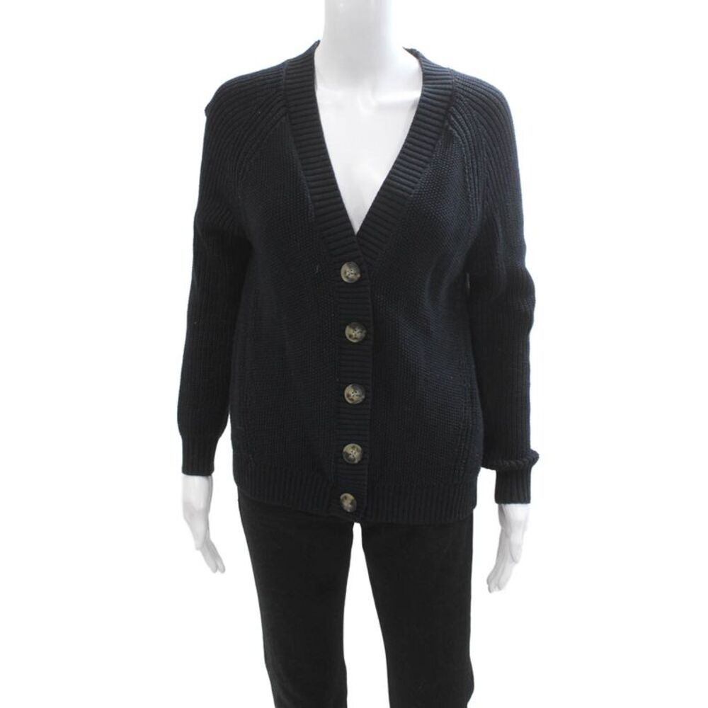 Selected Femme Unisex Cardigan Black V-Neck Button Long Sleeve Size M